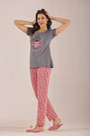 Sweet Moon Knit Cotton Pyjama Set - Rust Grey — thumbnail 4